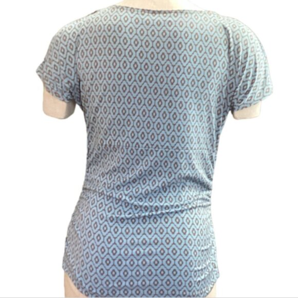 VTG Retro Ally B Ruched Short Sleeve Jersey Knit Top Choker Accent Sz L 158B - Picture 4 of 9